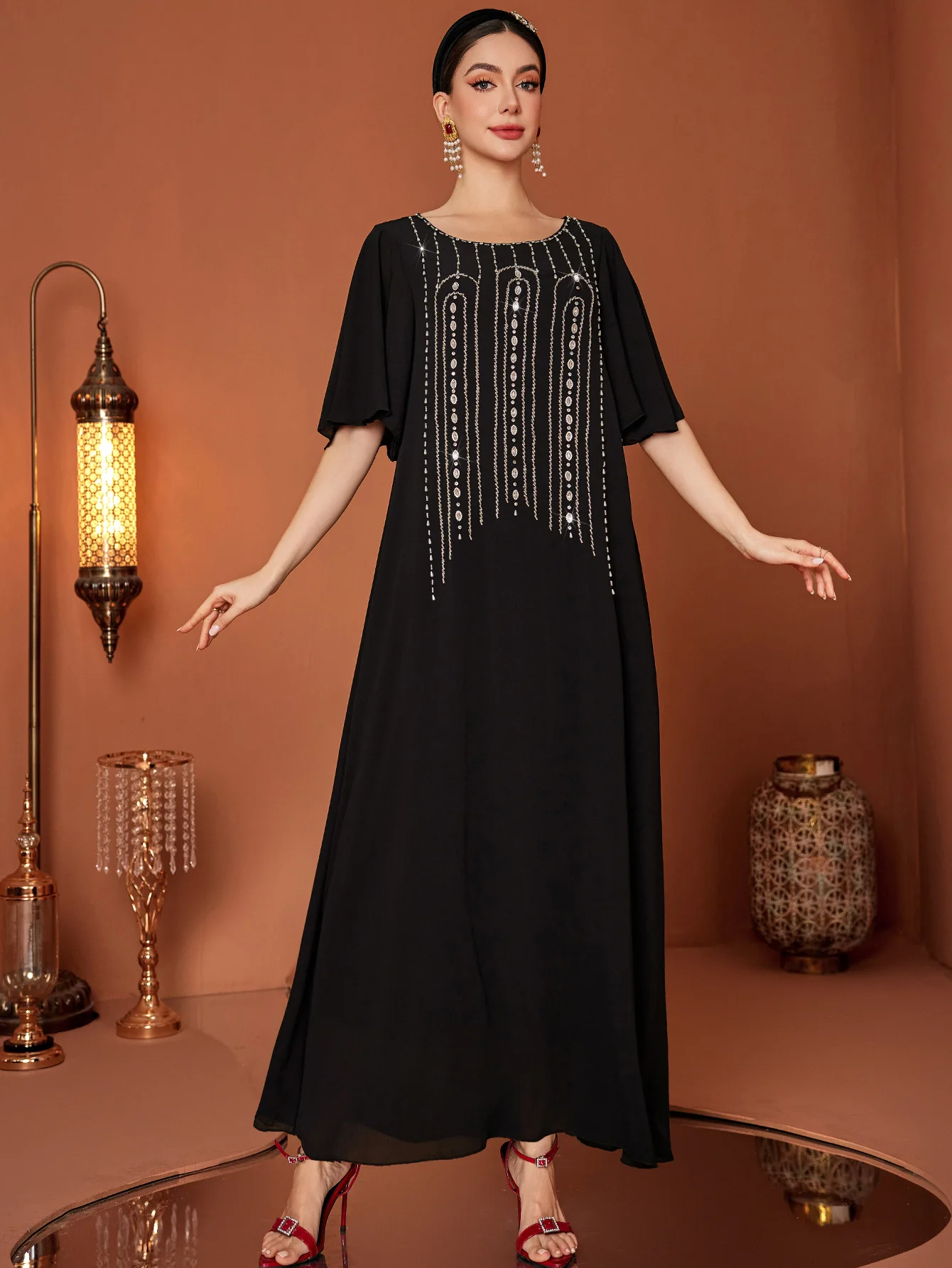 

Eid Muslim Dress Women Abaya Polka Dot Diamond Long Dresses Vestidos Largos Party Caftan Jalabiya Ramadan Dubai Arab Robe 2025