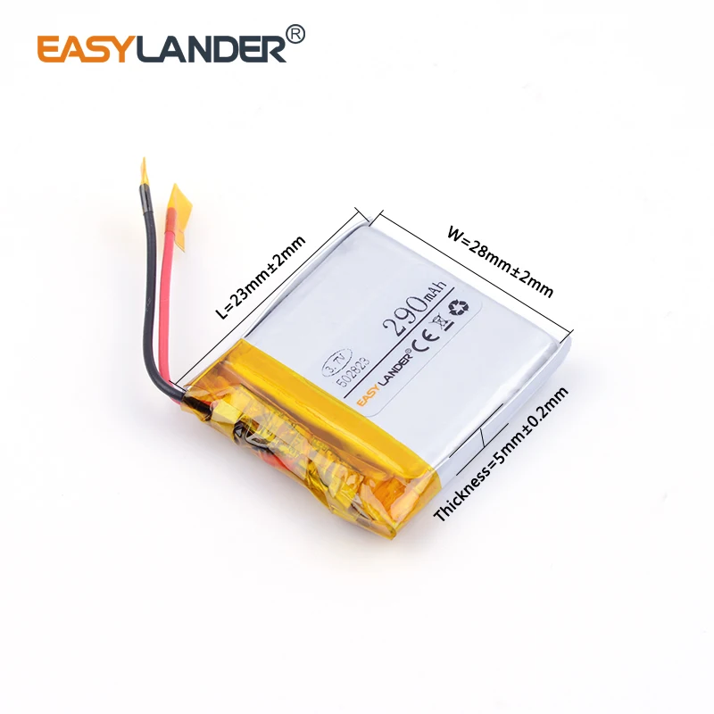 10 шт./лот 3,7 В 290 мАч 502823   Литий-ионная литий-полимерная аккумуляторная батарея для Mp3 PAD DVD, электронной книги, Bluetooth-гарнитуры