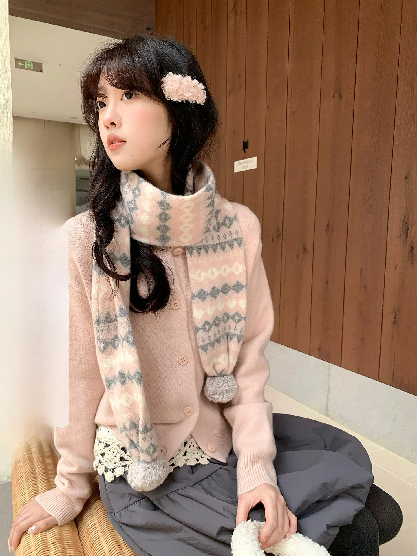 

Holli Korean Sle Soft Cozy Women's Knitted Sweater with Scarf Warm Winter Faion Commute Sle Long Sve round Ne