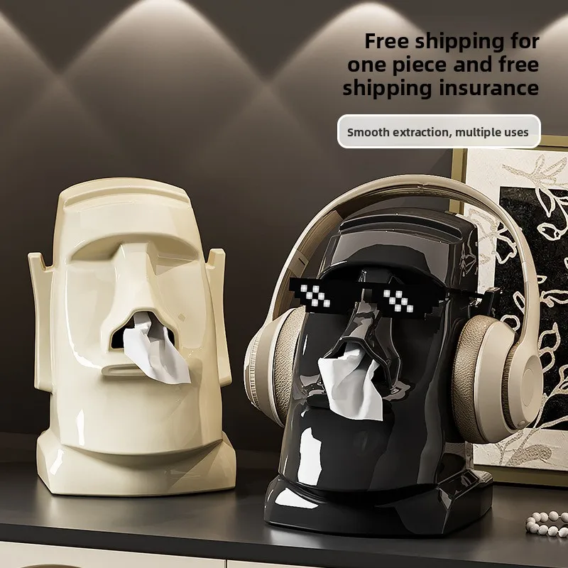 

Creative Gypsum Tissue Box Multifunctional Living Room Entrance Easter Stone Statue Bedroom Desktop Headphone Holder