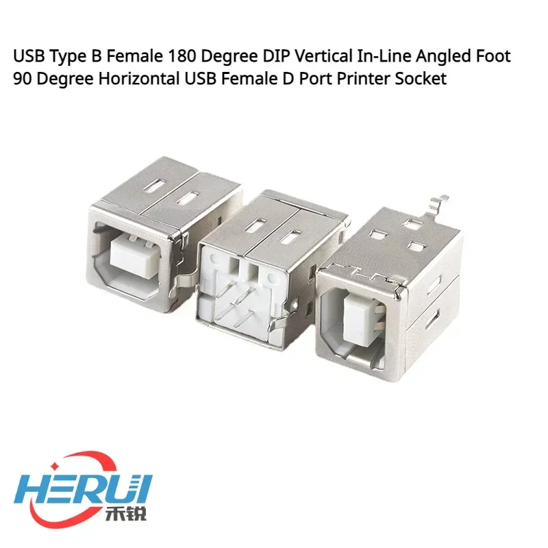 

5pcs USB Type B Female 180 Degree DIP Vertical In-Line Angled Foot 90 Degree Horizontal USB Female D Port Printer Socket