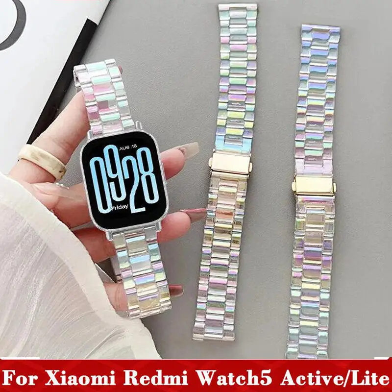 22mm Colorful Transparent Watchband For Redmi Watch 5 Active Clean Resin Strap For Redmi Watch 5 Lite Fashion Bracelet Correa