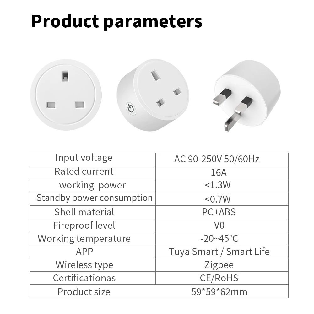 Tuya Zigbee Smart Socket Uk Plug 16A Home Power Monitor Power Outlet Smart life Voice Control Aleax Timing DIY Adapter Socket