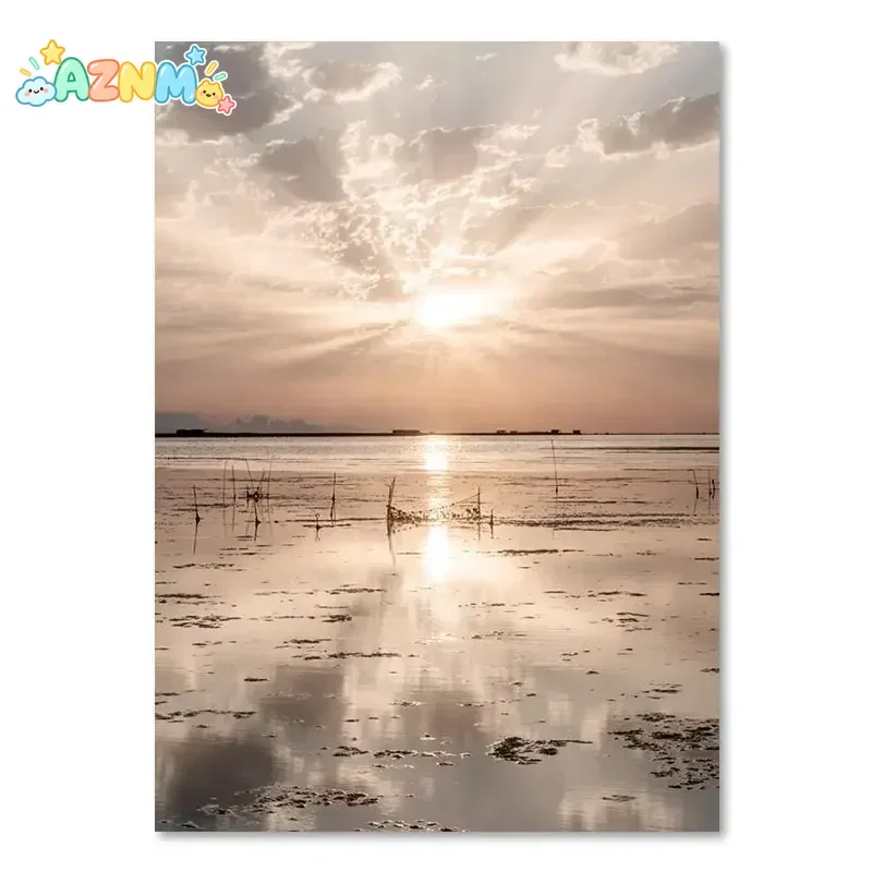 Beige Landscape Wall Art Poster Bike Hot Air Balloon Pictures Orchid Dandelion Canvas Painting Nordic Prints Bedroom Home Dec