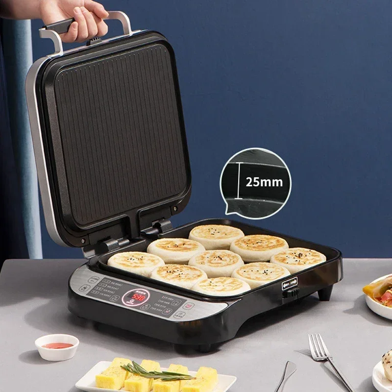 Parrilla eléctrica para tortitas FD431, parrilla extraíble y lavable de doble cara para el hogar, máquina de desayuno profunda agrandada