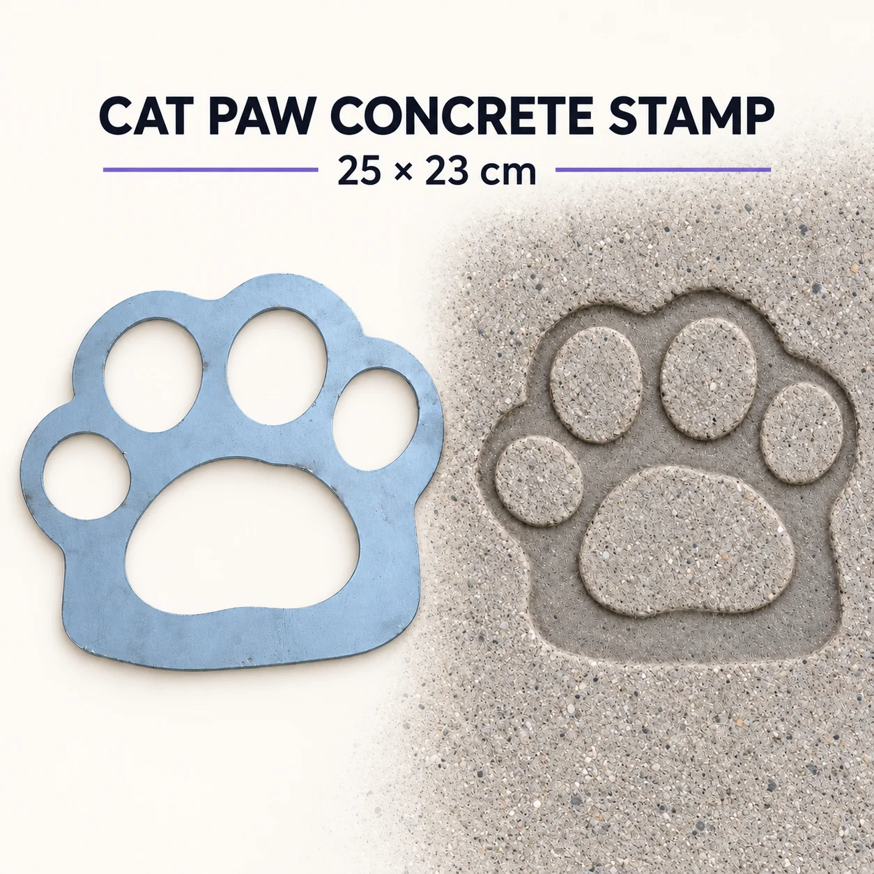 Concrete Molds Cat Paw Stamp 25x23cm, Reusable Iron Cement Imprint Mold for Garden