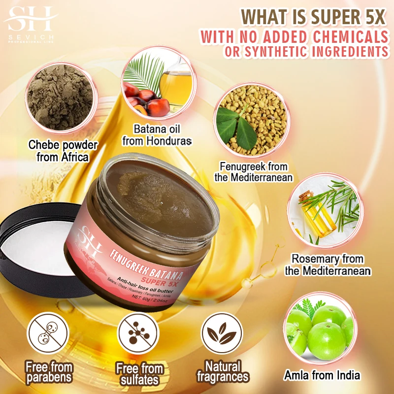 Hot Super 5x Hair Growth Oil Chebe Batana Butter Hair Mask Fenugreek Seeds Fast Anti-Hair Loss Oil Rosemary Hair Regrowth Oils