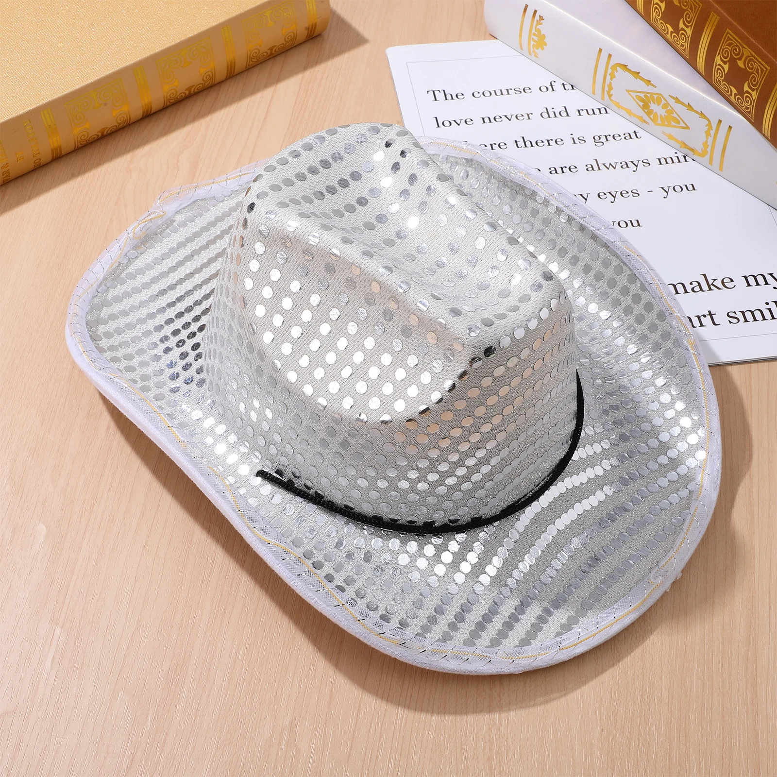 

Silver Cowgirl Hat Sparkly Western Cowboy Hat For Party Disco Costume Accessory Sequin Decor Hats For Women Men Festival Costume