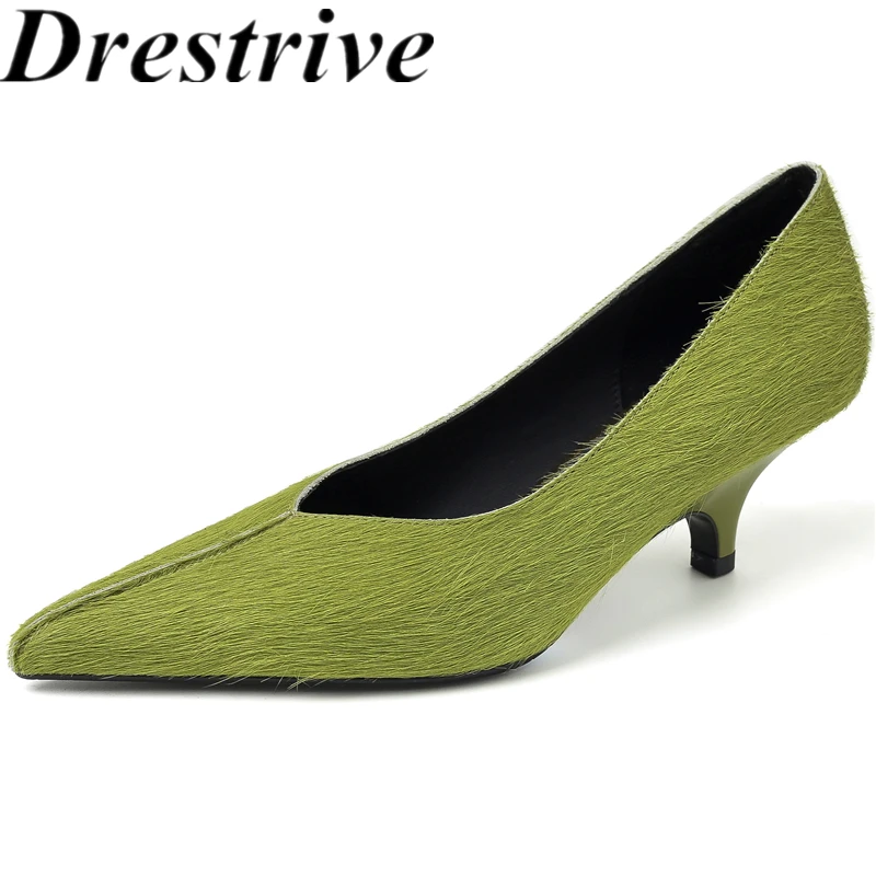 

Элегантные женские туфли Drestrive 2026 из телячьей кожи с острым носком, на среднем тонком каблуке, ручной работы, летние, высшего качества