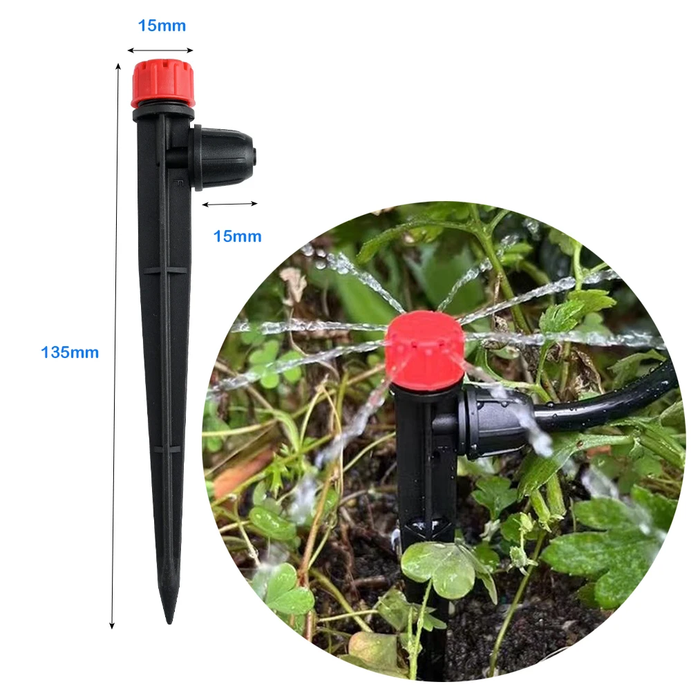 10er-Pack Verstellbare Tropfbewässerungs-Bubbler-Stäbe 13mm mit Verriegelungsanschluss Mikro-Sprühköpfe für Garten und Gewächshaus