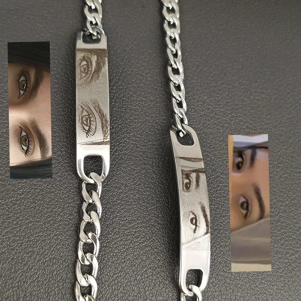 Customized Eyes Photo Stainless Steel Bracelet Women Men Jewelry Engraved Personalized Couple Bracelets Valentine'Day Gift