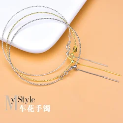S925 sterling silver gold-plated beaded chain temperament simple everything with shiny bracelet female