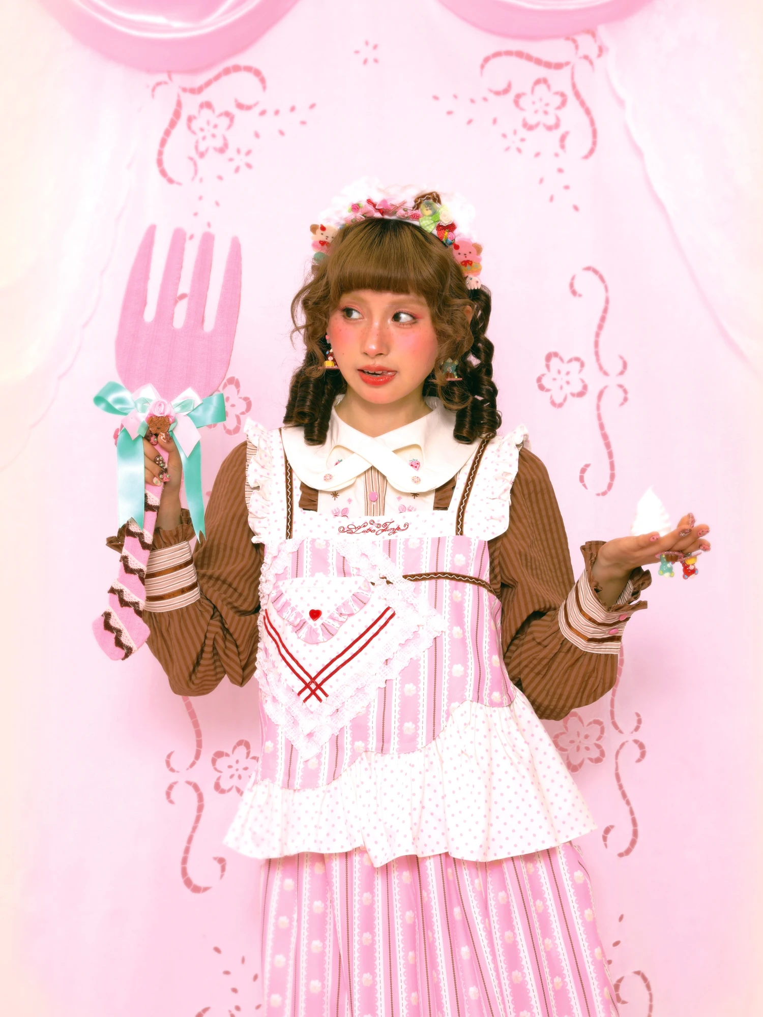 

Pink Polka Dot Ruffle Trim Vest Sweet Versatile Cr Stripe Women's Outerwear Polyester Fiber Printed Bal Summer Top