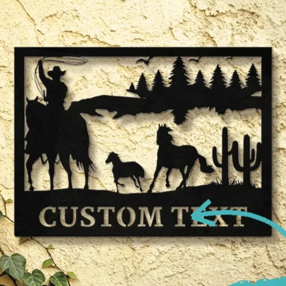 

Retro Silhouette Custom Old West Cowboy Steed Wall Sculpture Great Choice for Room Decor and a Remarkable Custom Sign
