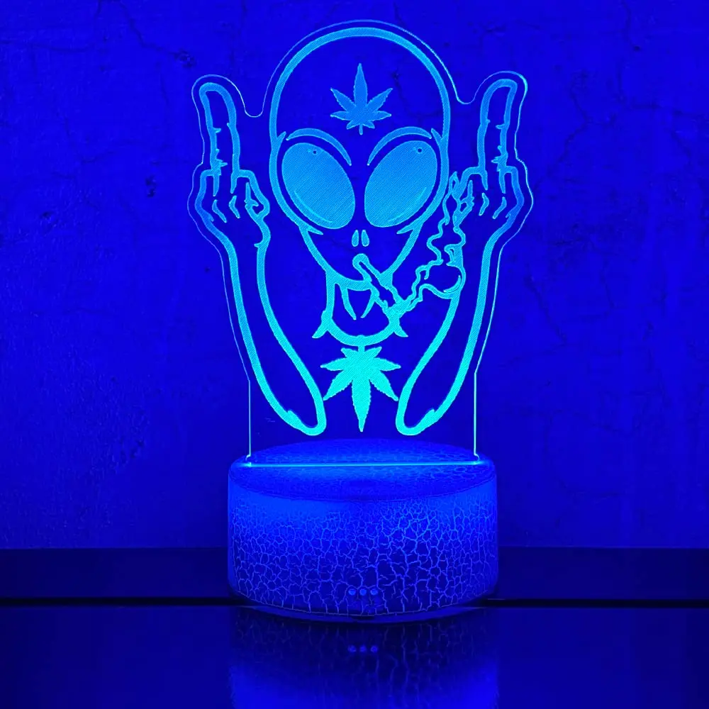 420 Leaf 3D LED Table Lamp Night Light Optical Visual Illusion Home Bedroom Decor Lighting Cool Novelty Birthday Gifts for Kids