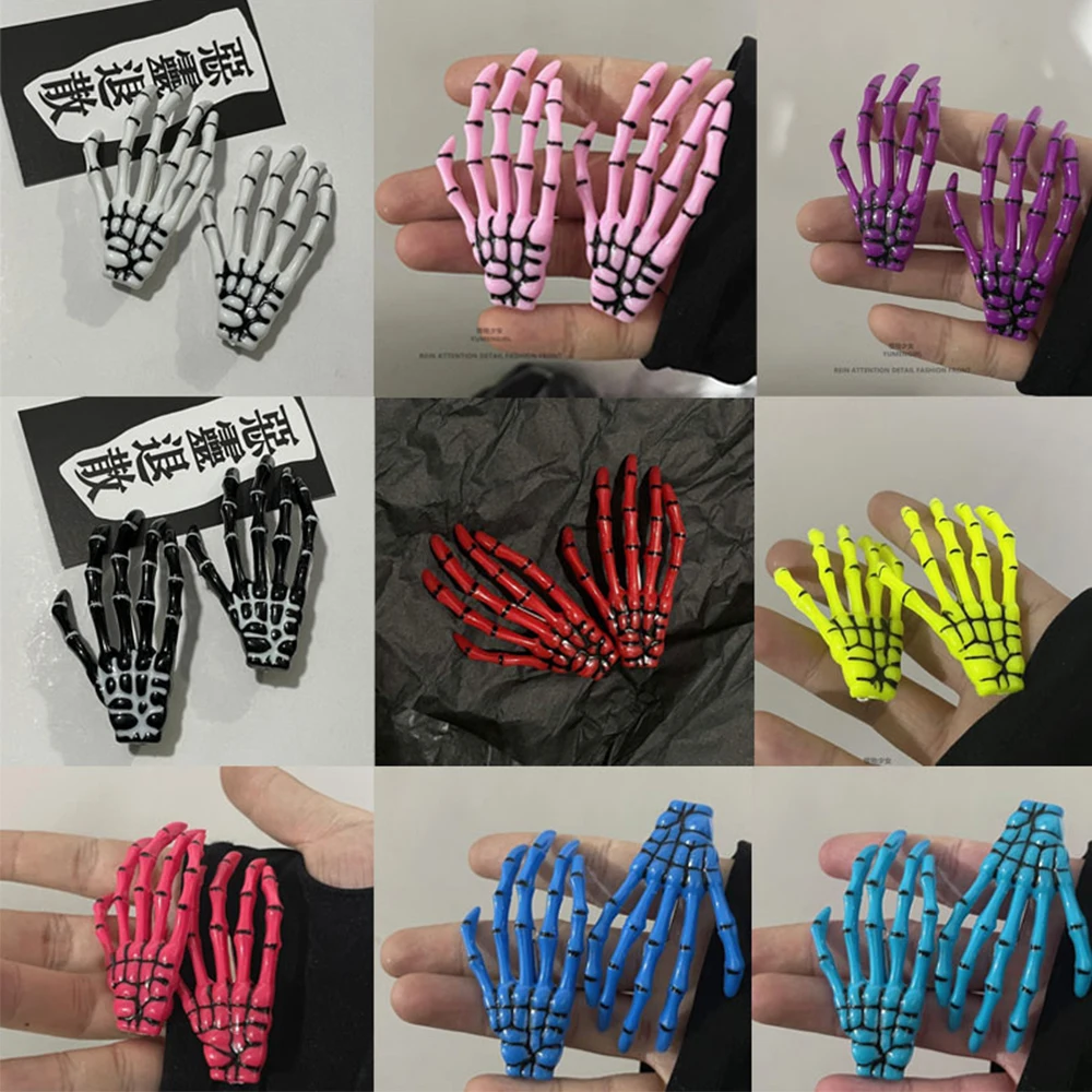 Fermaglio per capelli a mano scheletro creativo per donna ragazza stile gotico forcina colorata Halloween Makeup Party copricapo accessori per