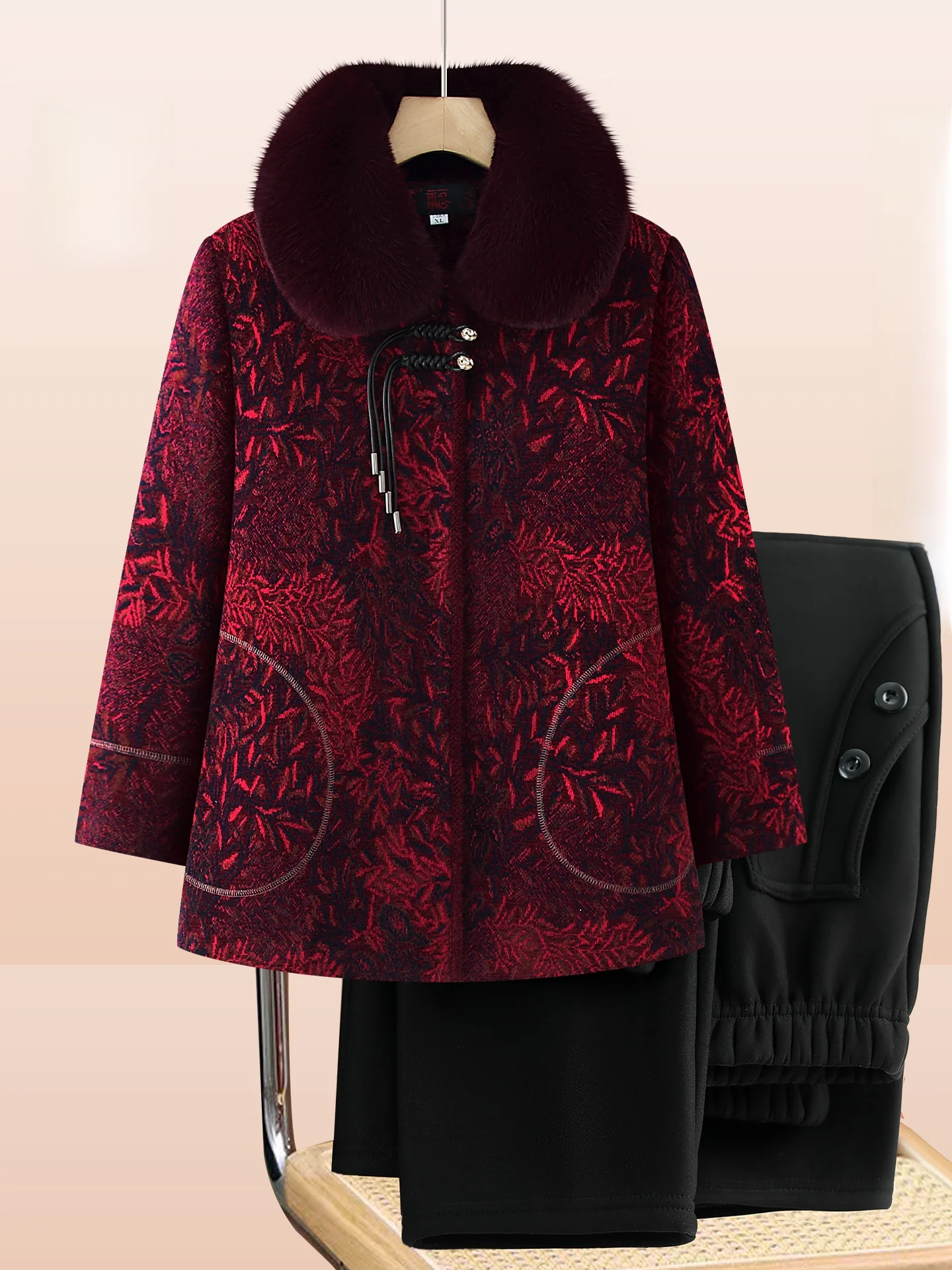 

Thiened Fur Jaet for ly Women andmother Sle Faionable Winter Coat Warm Fluffy Collar Long Sve Regular Fit