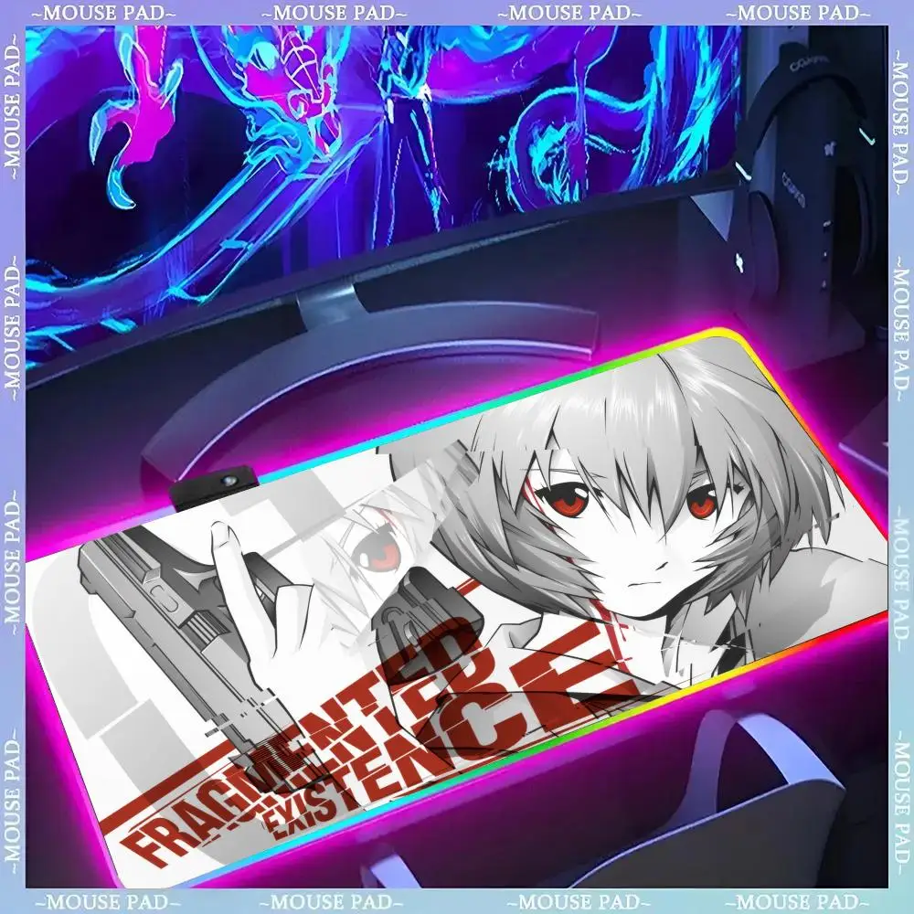 

EVA Evangelion Warrior First Edition Коврик для мыши Gamer Люминесцентный светодиодный коврик для мыши Игровой стол Rgb Настольный коврик Клавиатура Коврик для ПК Коврик для мыши