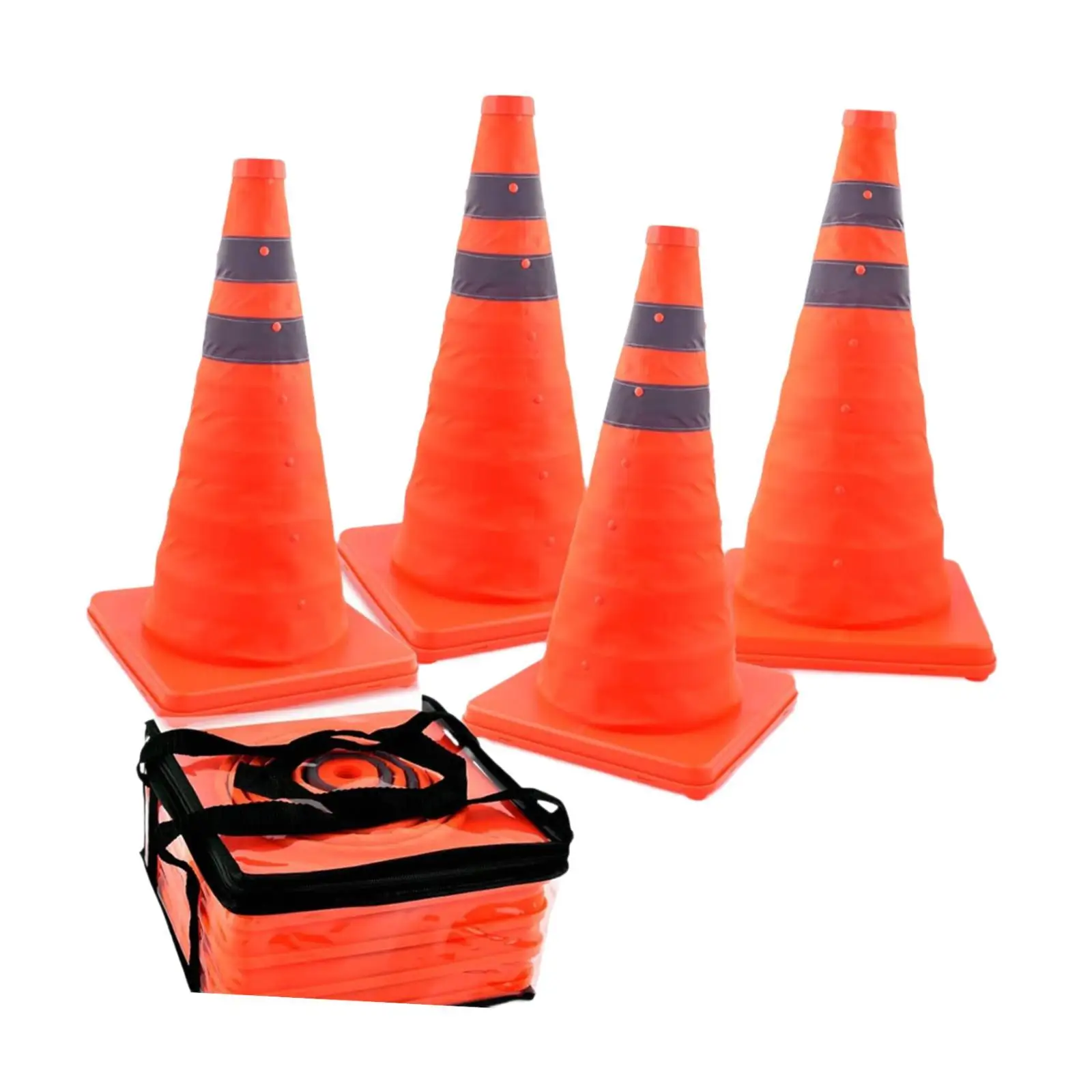 4x 18inch Telescopic Reflective Traffic Cones Safety Cone Versatile Pop up Cone for Emergency Responders Water Resistant