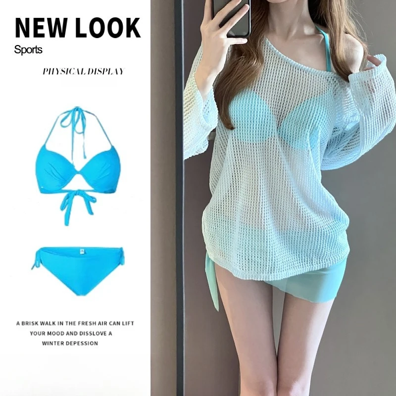 

New Sexy Gathering Bikini Women's Swimsuit with Blouse and Thin Babes Vacation Beautiful Hot Spring Swimsuit Bikini Set