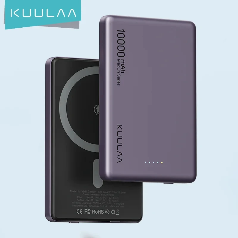 KUULAA Power Bank 10000mAh Mini Magnetico Wireless Ricarica rapida Sveglia automatica per iPhone 16 15 14 Pro Max MagSafe PowerBank