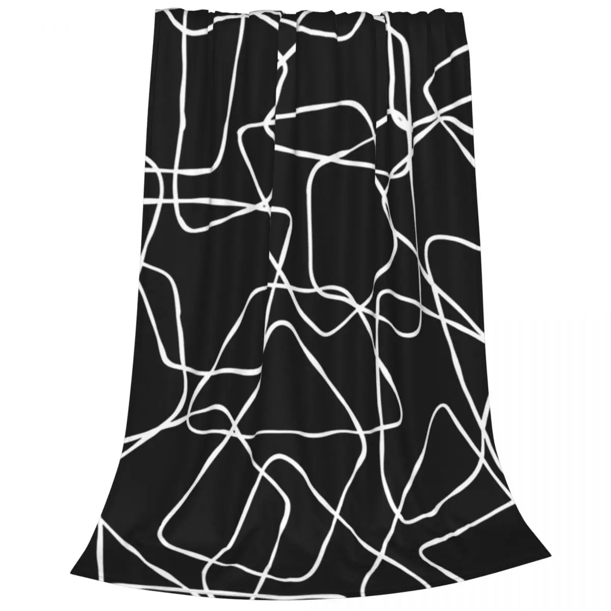 Mid Century Modern Style Black And White Line Doodle Blankets Flannel Sofa Throw Blankets For Couch Throws Bedspread Quilt