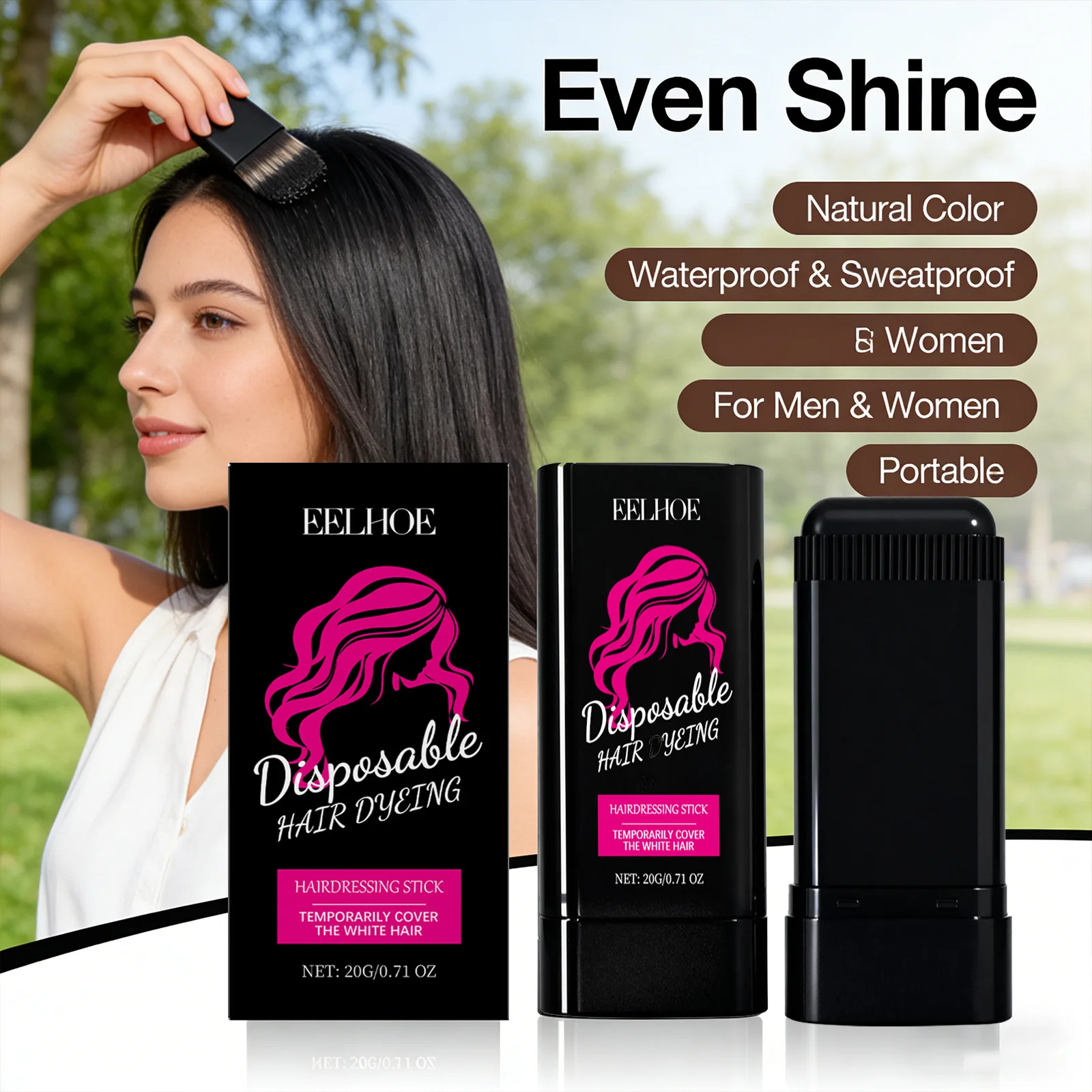 Black Hair Cream Disposable Dyeing Temporarily Covering White Hair Waterproof Uniform Brightness Natural Hairdressing Dye Stick