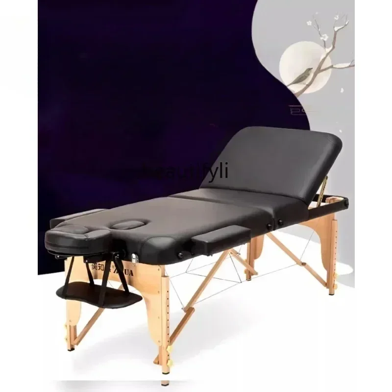 

Adjustable Folding Massage Bed Physiotherapy Massage Bed Solid Wood Tattoo Facial Bed Widened Household Multifunctional