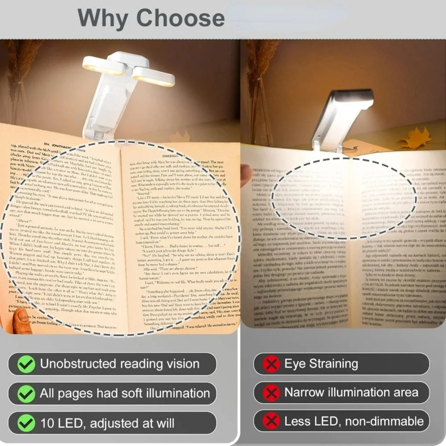 Reading Light, USB Rechargeable Book Light  Reading At Night in Bed,LED Clip on Portable Bookmark Light  Reading in Bed