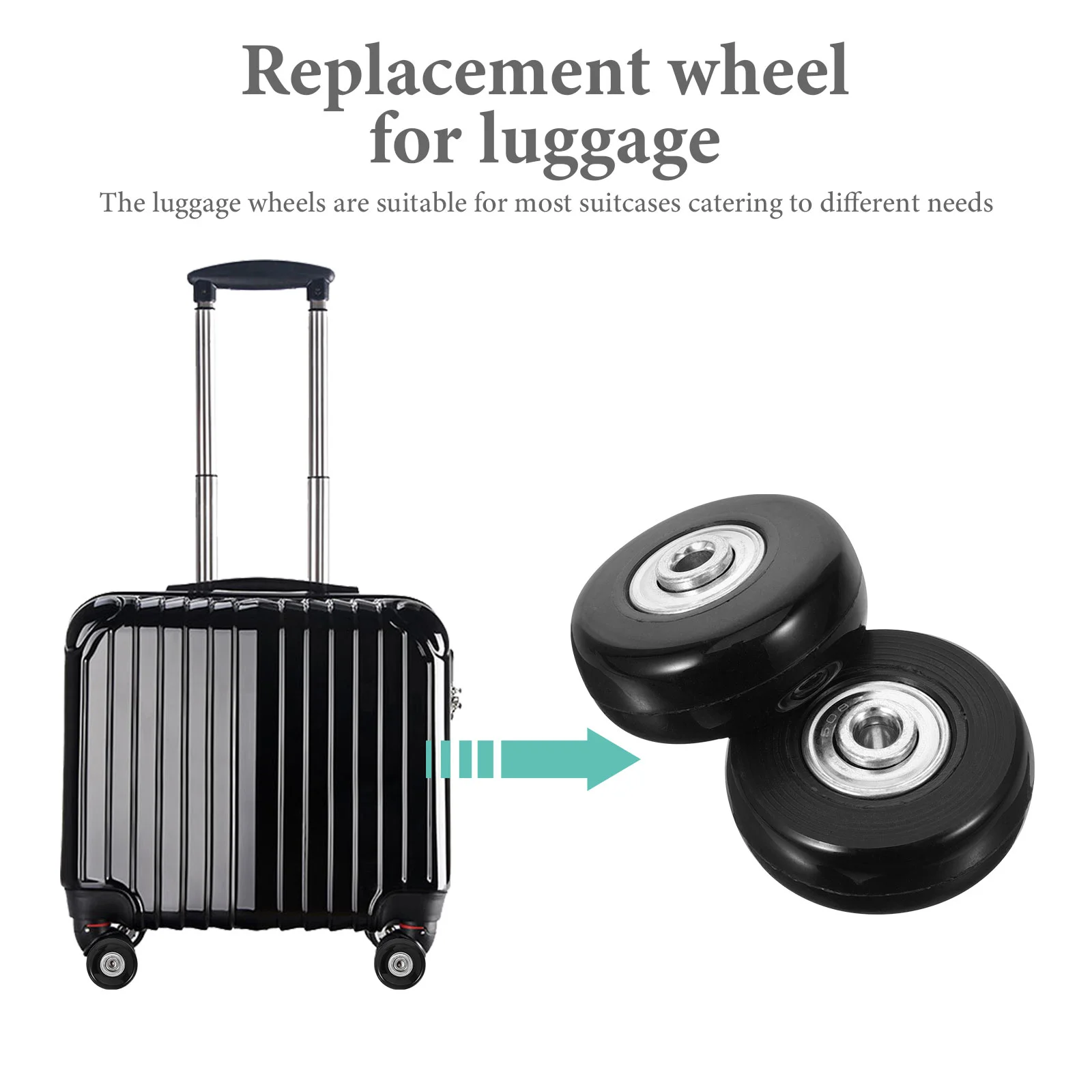 2 Pcs Luggage Universal Wheel Replacement Wheels for Accessories Metal Travel Rubber