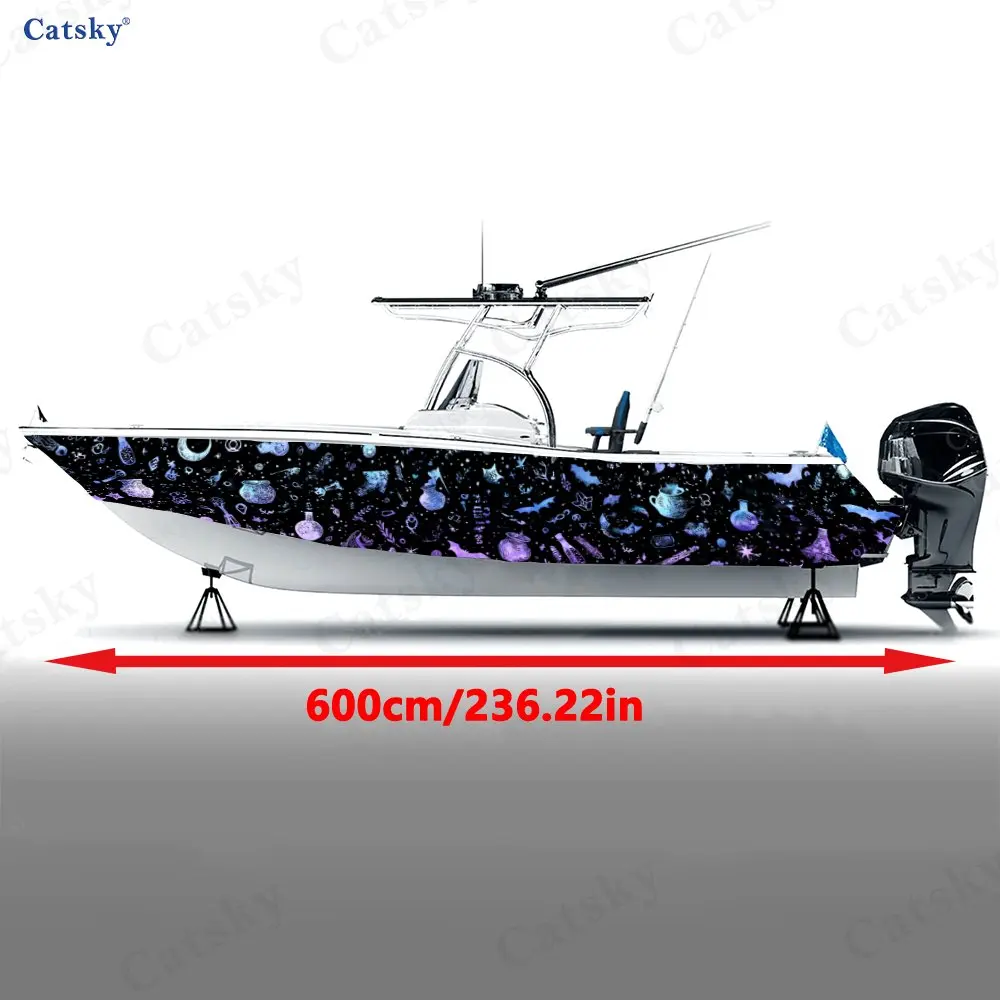 2pcs Fantasy elements Boat Stickers, PVC Waterproof Durable Vinyl Wrap Decals for Fishing Boats, Durable and Stylish Design