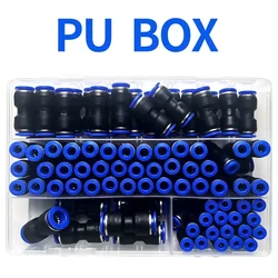 박스형 PU 키트 공기 직선 공압 피팅, PU 수도관 퀵릴리즈 커넥터, PU4 PU6 PU8 PU14, 4mm, 6mm, 8mm, 10mm, 23 PCs, 60 PCs, 80/100 PCs