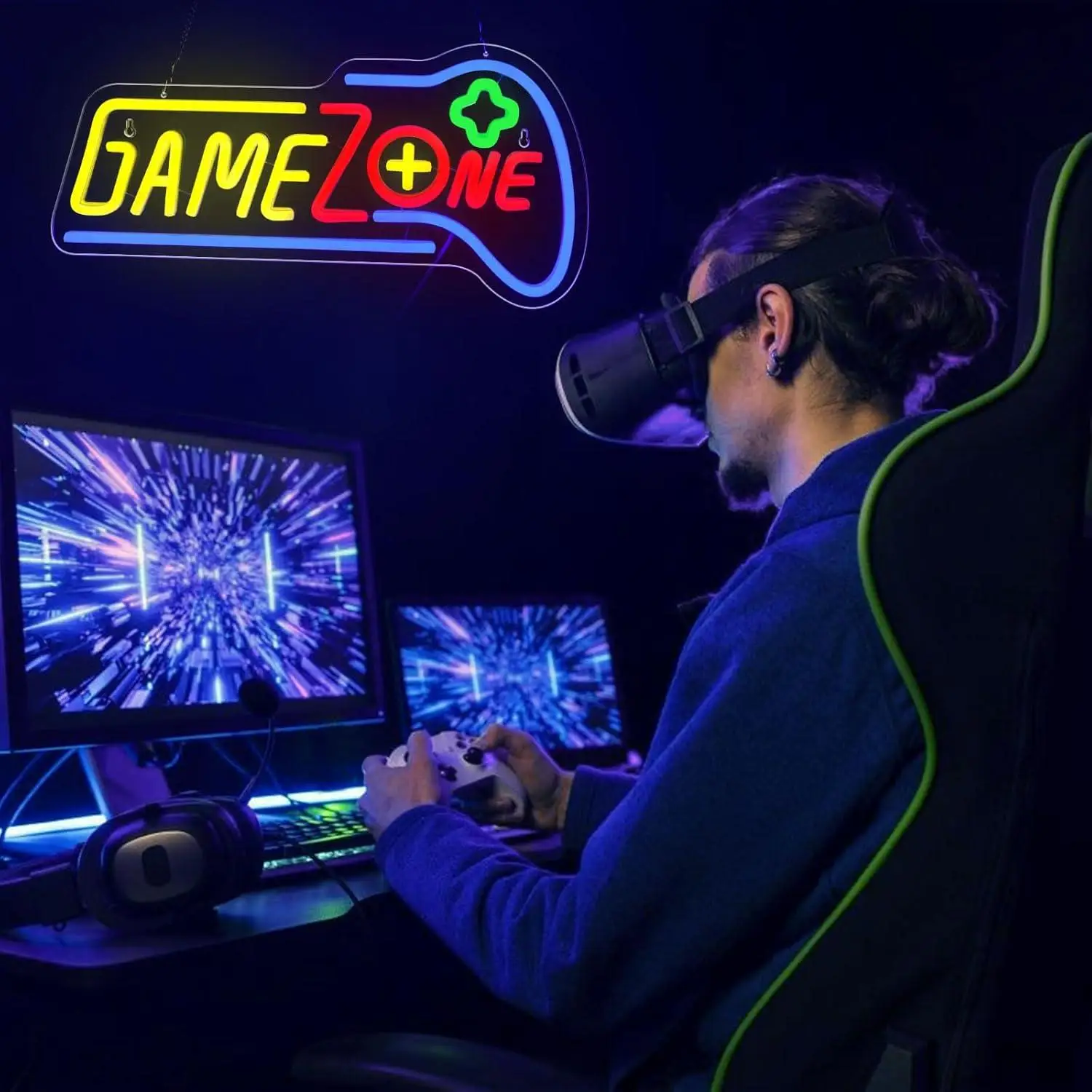 Game Zone Neon Sign USB Dimmab LED Lights for Bedroom Teen Boy Home Gamer Party Decoration Friends Gifts Gaming Accessories