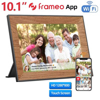 Frameo Smart Digital Photo Frame WiFi 10.1Inch Wooden Frame HD IPS Touch Screen Digital Picture Frame 32GB For Halloween Gift