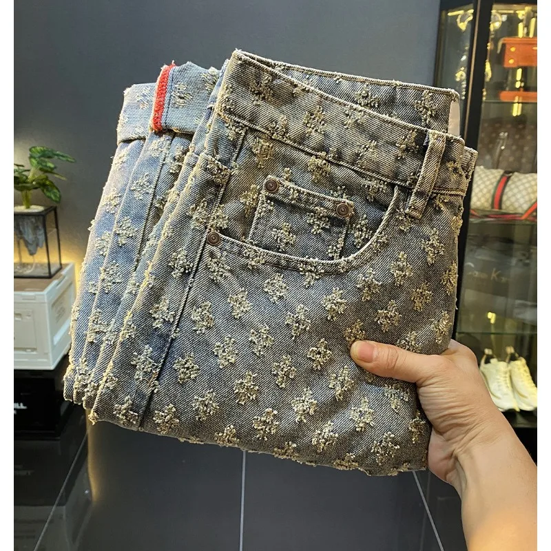 American High Street Jeans Unisex Trendy Brand New Versatile Casual Loose Straight Leg Couple Casual Wide Leg Long Pants