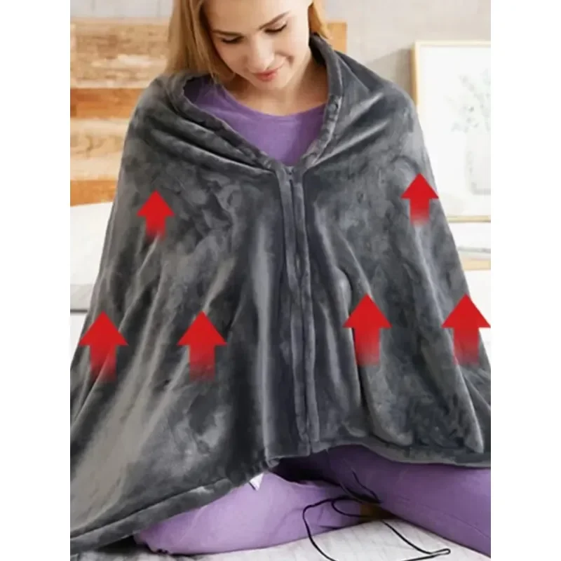 2026 USB Electric Heated Blanket 3 Heating Levels Fleece Heated Blanket Wearable Heating Lap Blanket for Household and Office