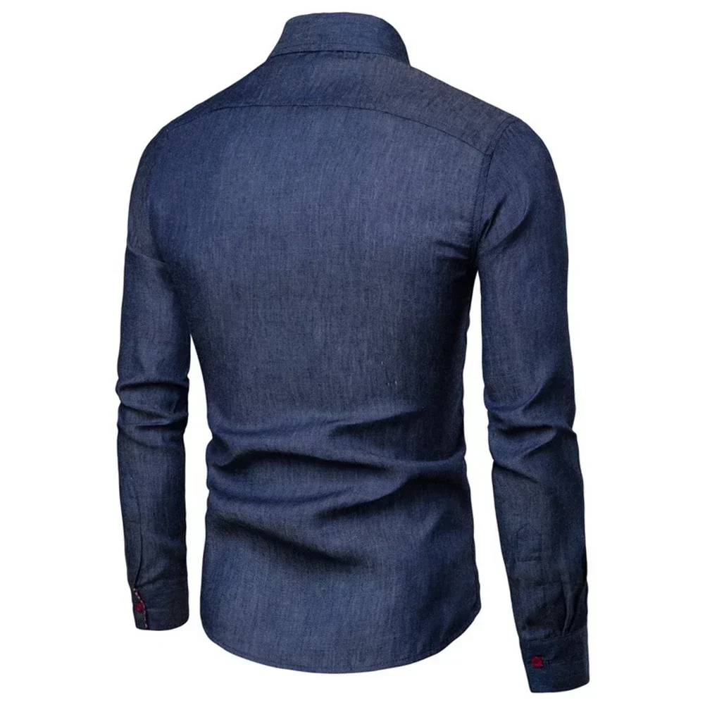 Button Down Mens Shirts Button-Down Winter Comfort Fitness High Neck Long Sleeve Muscle Party Shirt Slim Fit Autumn