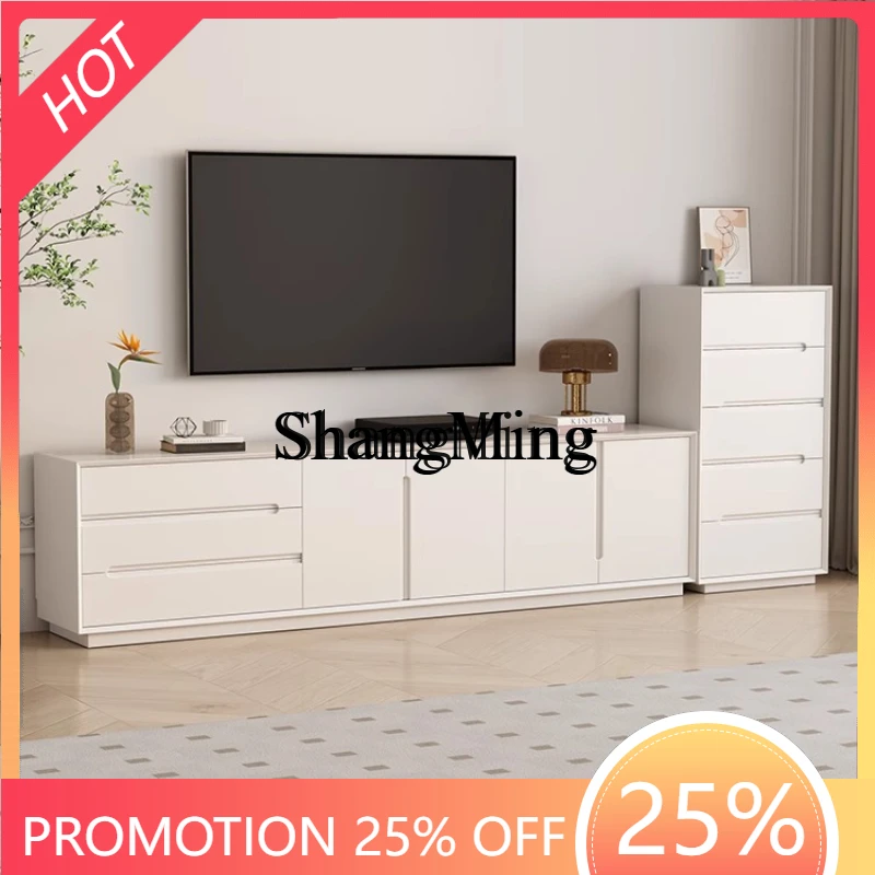

ZYY solid wood high floor TV cabinet coffee table combination modern simple living room bedroom bedside storage cabinet