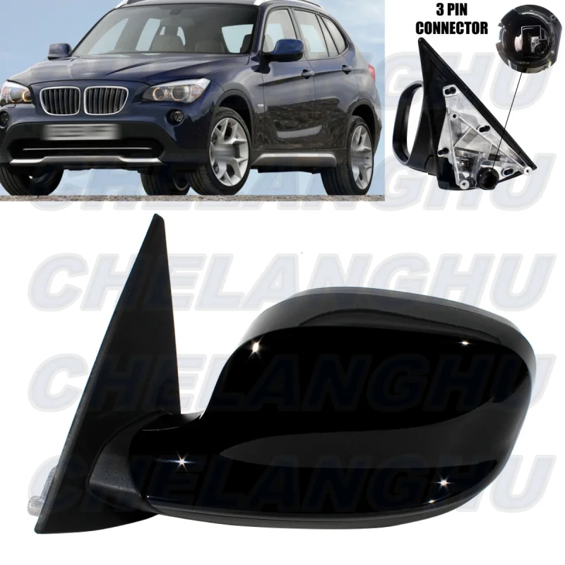 

For BMW X1 E84 2009 2010 2011 2012 Left Side 3 Pins Black Painted Memory Power Adjust Power Fold Mirror Assembly