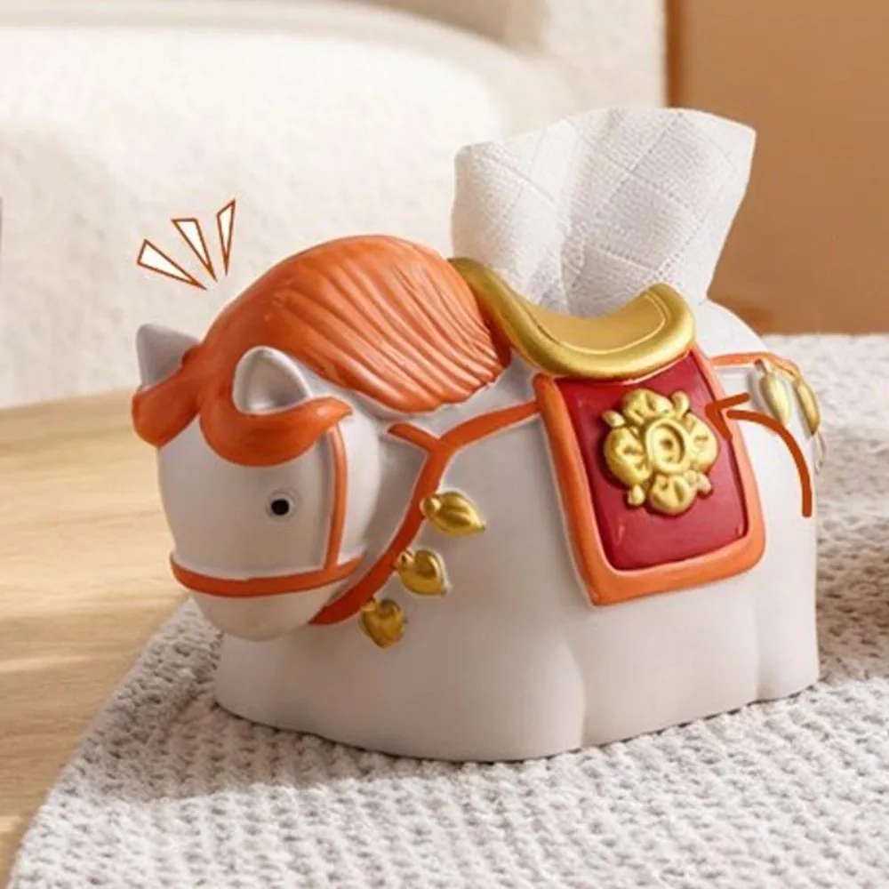 Figurka Model Koń Rok Pudełko na Chusteczki Lalka Zabawka Kolekcjonerska Koń Pudełko na Chusteczki Dekoracyjne Kreskówkowe Zodiakalne Figurki Koń Zabawka