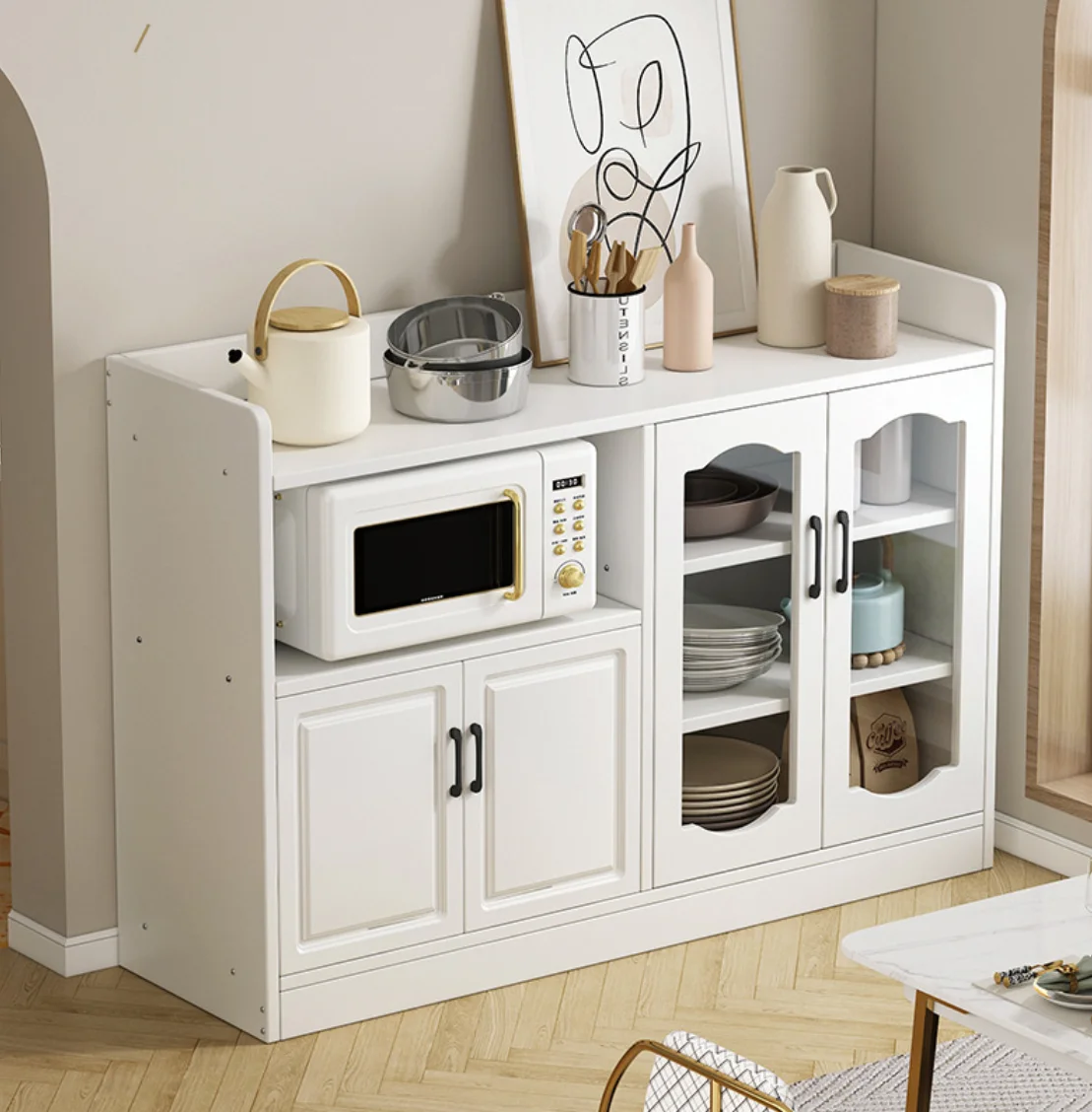 #Modern Minimalism Stone Living Room Storage Tea Cabinet with Double Door 5+ Drawers for Small Apartment
