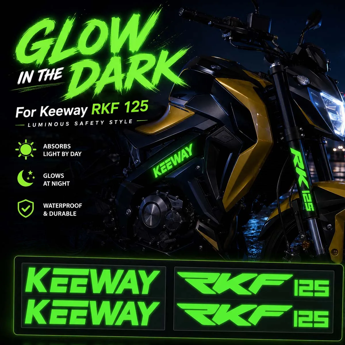 For Keeway RKF 125 RKF125 Glow in the Dark Motorcycle Stickers Moto Bike Luminous Reflective Decor Vinyl Accessories Decals