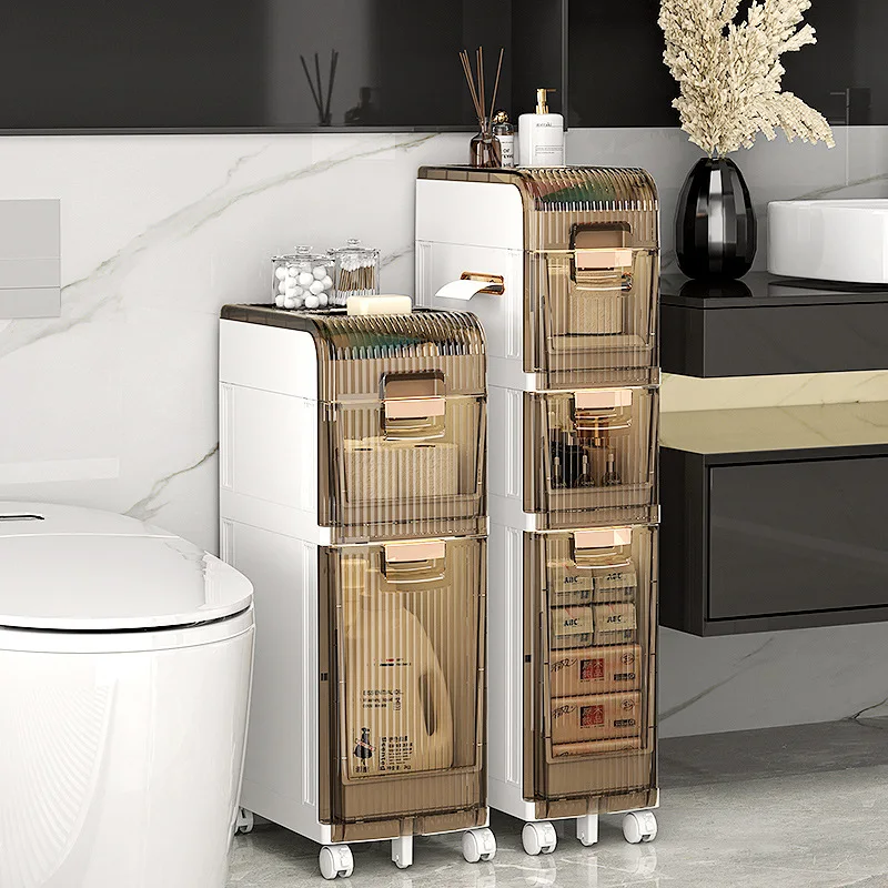 

Slit Storage Rack Kitchen Household Storage Cabinet Ultra-narrow Bathroom Cabinet Toilet Finishing Cabinet Storage Container