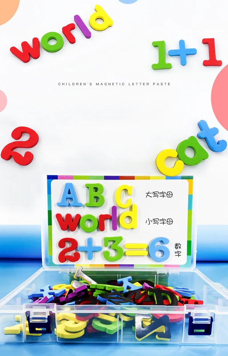 24-76 Stück EVA-Schaumstoff Magnetische Alphabetbuchstaben Lernset zum Rechnen und Buchstabieren Kühlschrankaufkleber Lernspielzeug für Kinder – Detail 2