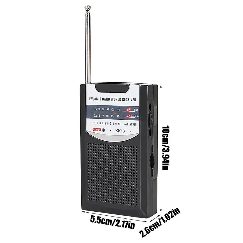 Radios Portable AM FM Pocket Radio Battery Powered AM FM Stereo Player with Speaker for Camping Travel Outdoor Survival Tornado