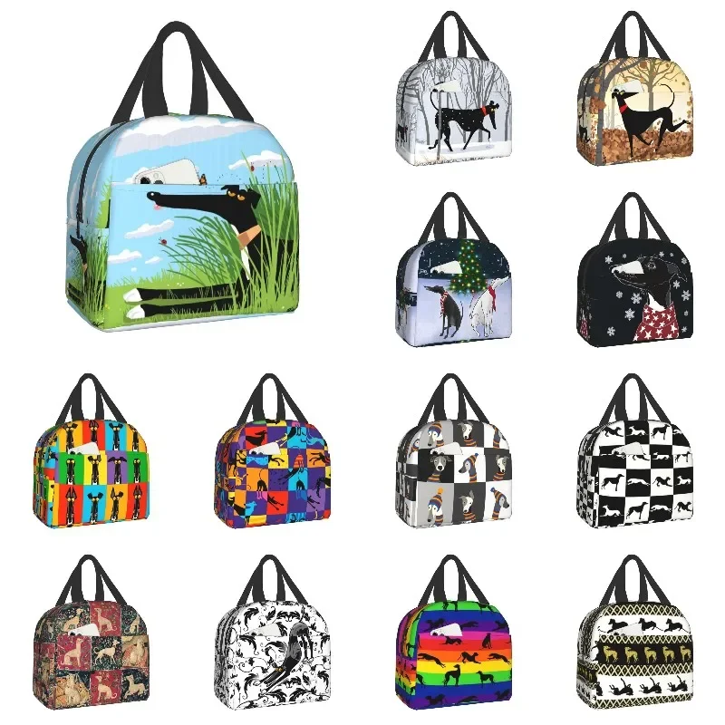 

Greyhound Whippet Dog Resuable Lunch Boxes Cartoon Sighthound Thermal Cooler Food Insulated Lunch Bag For Kids School Children