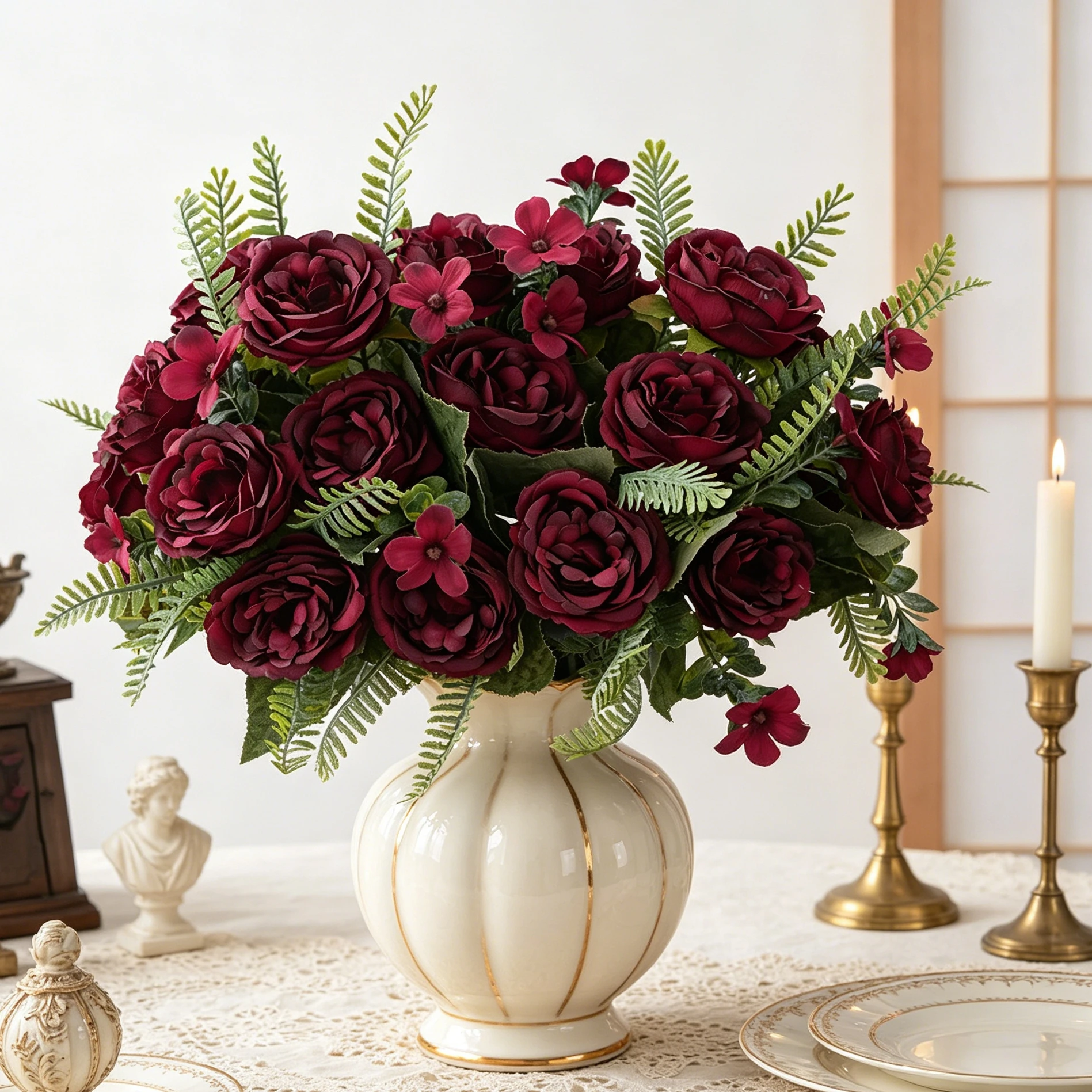 Künstliche Blumen Vase Heim Zimmer Tisch Dekoration Festival Hochzeit Kranz Brautstrauß Outdoor Garten Hof DIY Geschenke Seiden-Pfingstrose