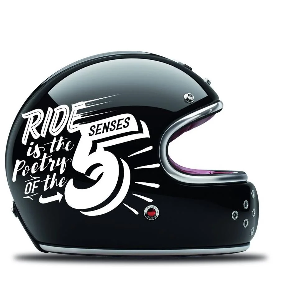 'Ride Is The Poetry of The 5 Senses'Motorcycle Helmet Stickers Retro Waterproof Motorbike Fuel Tank Funny Vinyl Decal for Harley