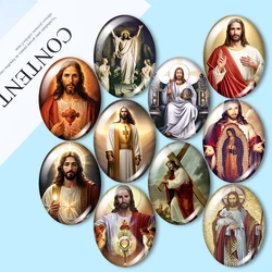 Sacred Heart of Jesus 10pcs 10x14mm/13x18mm/18x25mm/30x40mm Oval photo glass cabochon demo flat back Making findings