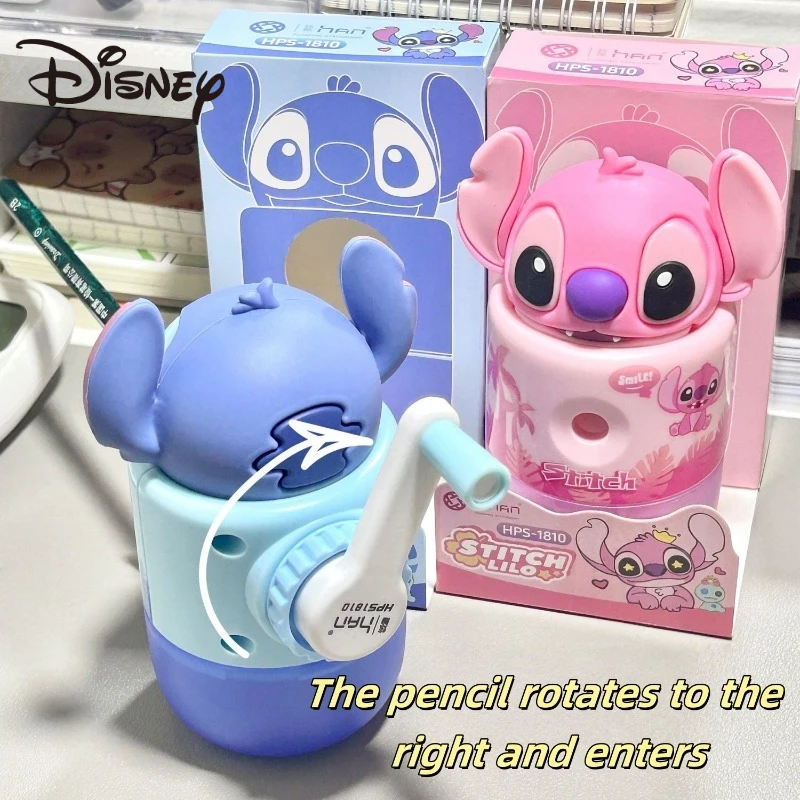 

Lilo and Stitch Disney Pencil Sharpener Kawaii Cartoon Anime Printing Accessories Hand Cranked Pencil Sharpener Student Gift